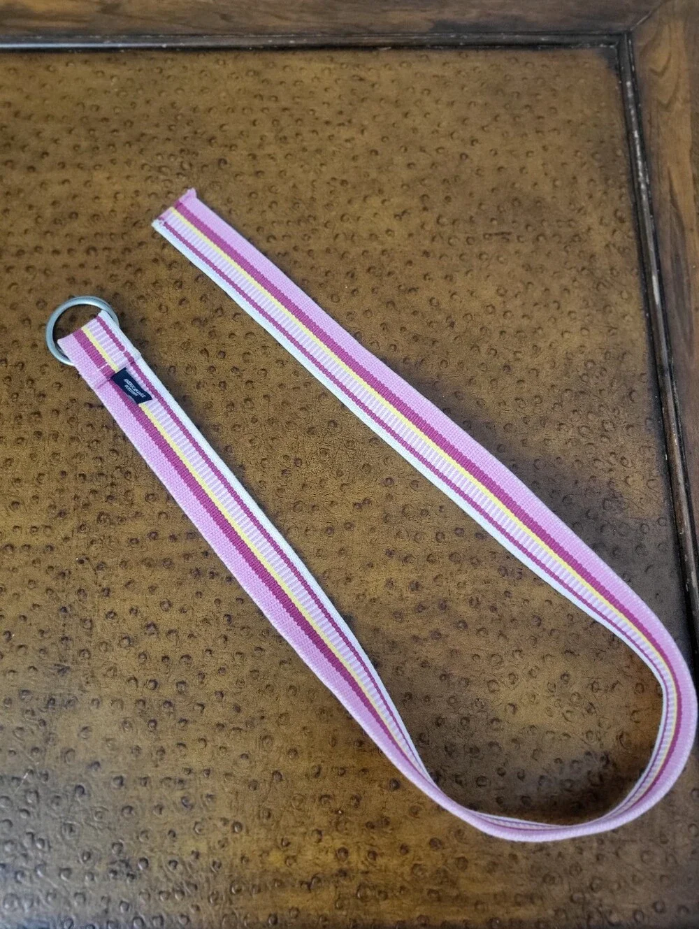 American Eagle Pink Stripe Fabric Belt with Double Ring Closure